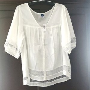 Old Navy Puff Sleeve Blouse, White, Size  Large Tall